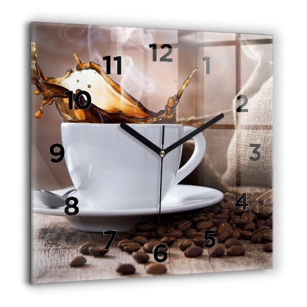 Horloge murale carrée 60x60 cm Tasse de café