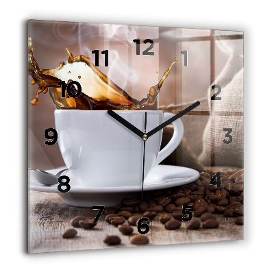 Horloge murale carrée 60x60 cm Tasse de café