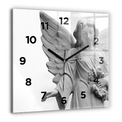 Horloge murale carrée 60x60 cm Sculpture d'un vieil ange