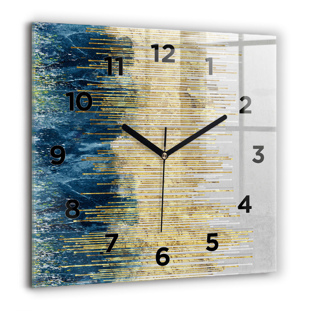 Horloge murale carrée 60x60 cm Motif décoratif et or