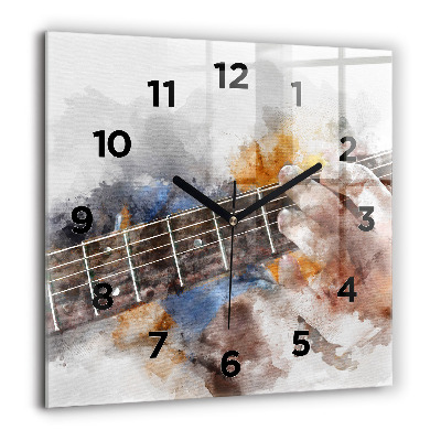 Horloge murale carrée 60x60 cm Graphique d'une guitare