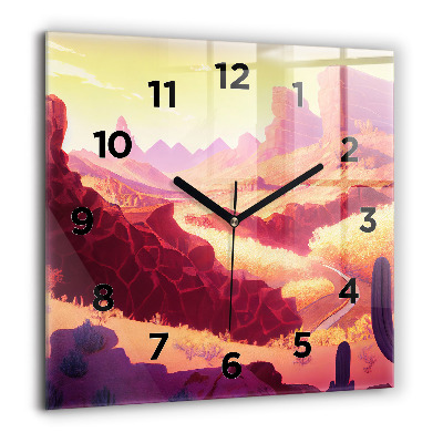 Horloge carrée en verre 60x60 cm Désert de l'Arizona