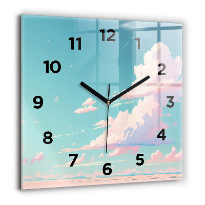 Horloge murale carrée 60x60 cm Ciel couleur pastel