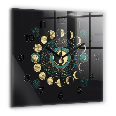 Horloge murale carrée 60x60 cm Phases de la lune
