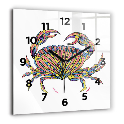 Horloge murale carrée 60x60 cm Crabe ethnique