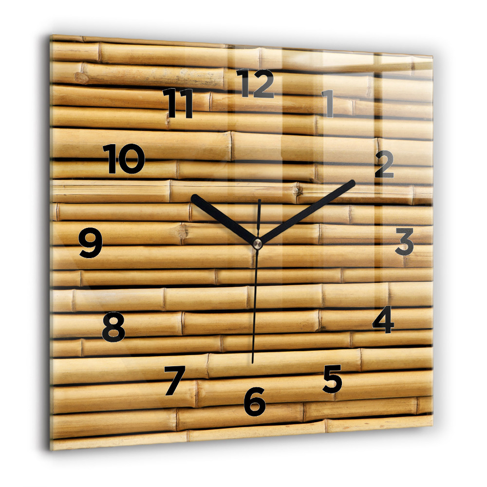 Horloge carrée en verre 60x60 cm Poteaux en bambou
