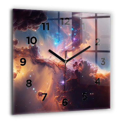 Horloge carrée en verre 60x60 cm Monde cosmique d'étoiles