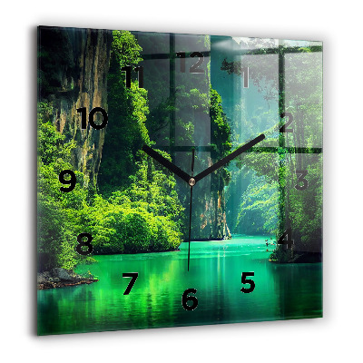 Horloge murale carrée 60x60 cm Paysage naturel de Thaïlande