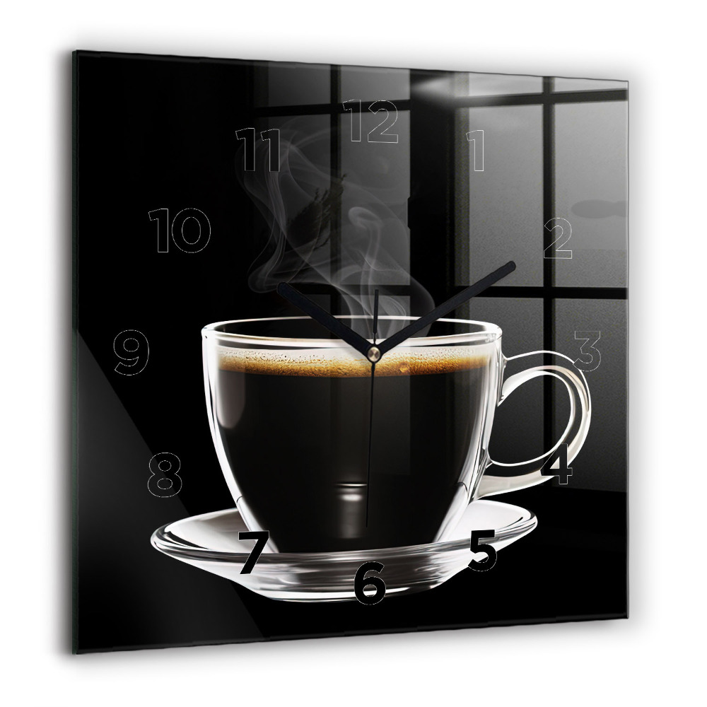 Horloge murale carrée 60x60 cm Café noir