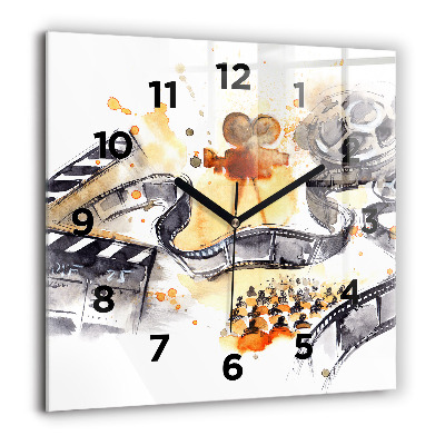 Horloge carrée en verre 60x60 cm Caméra de cinéma