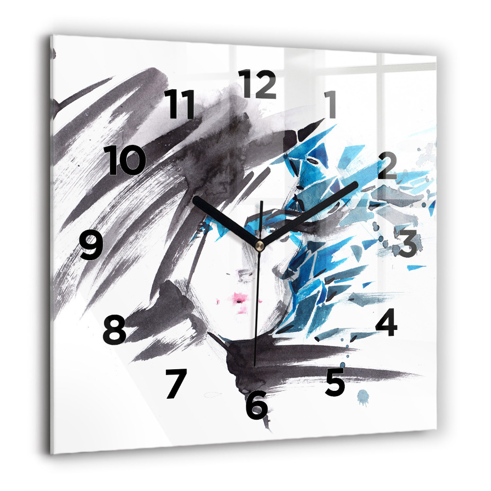 Horloge murale carrée 60x60 cm Visage abstrait d'une femme