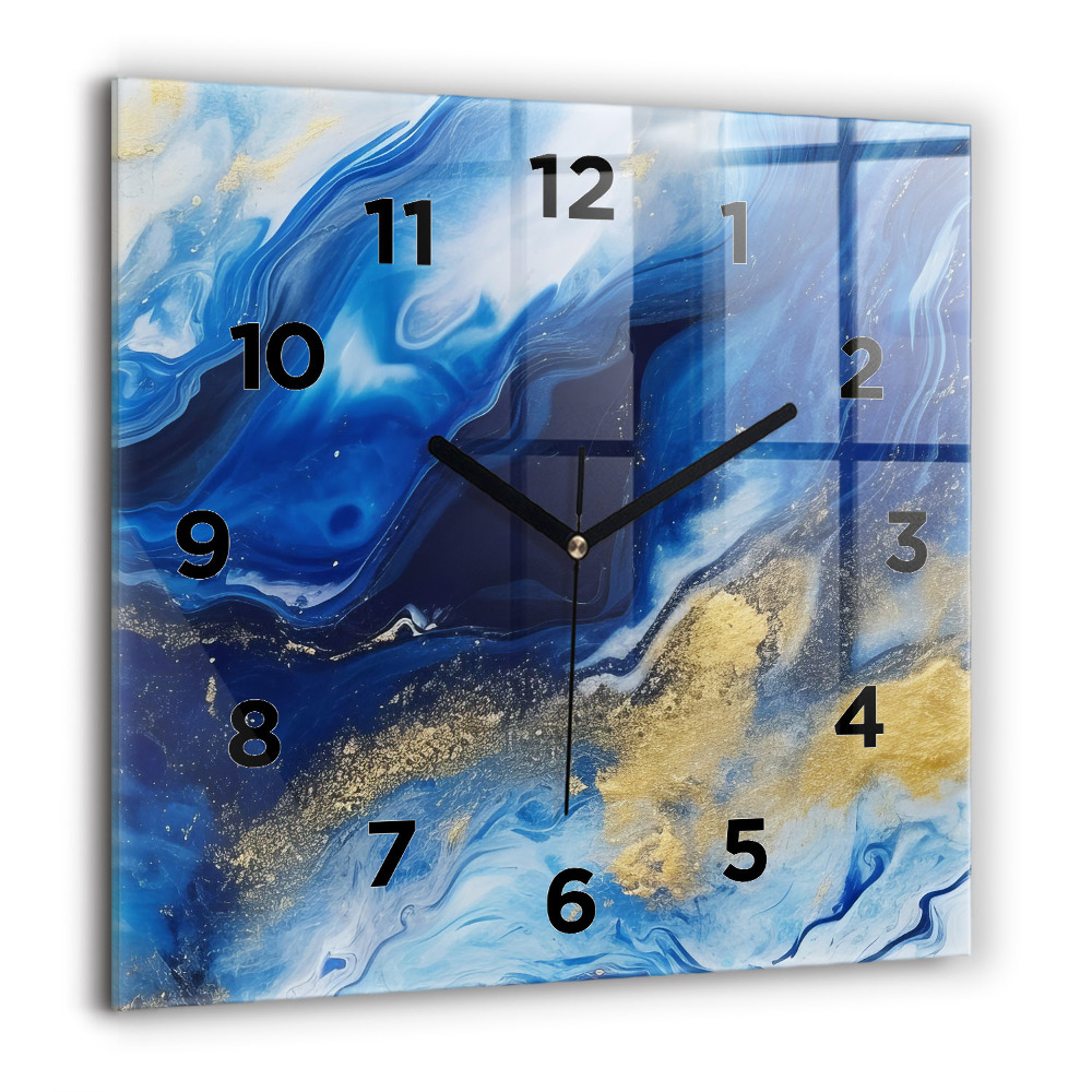 Horloge murale carrée 60x60 cm Marbre bleu
