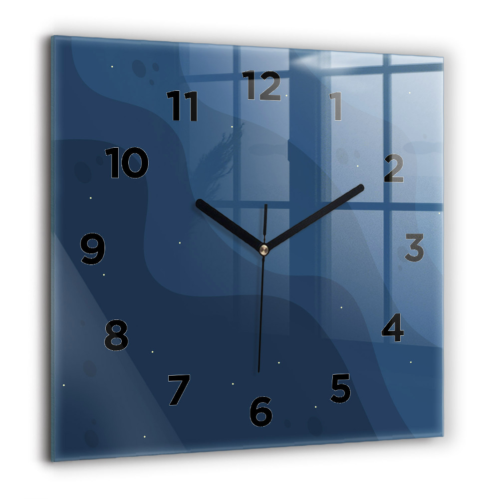 Horloge carrée en verre 60x60 cm Vagues bleues