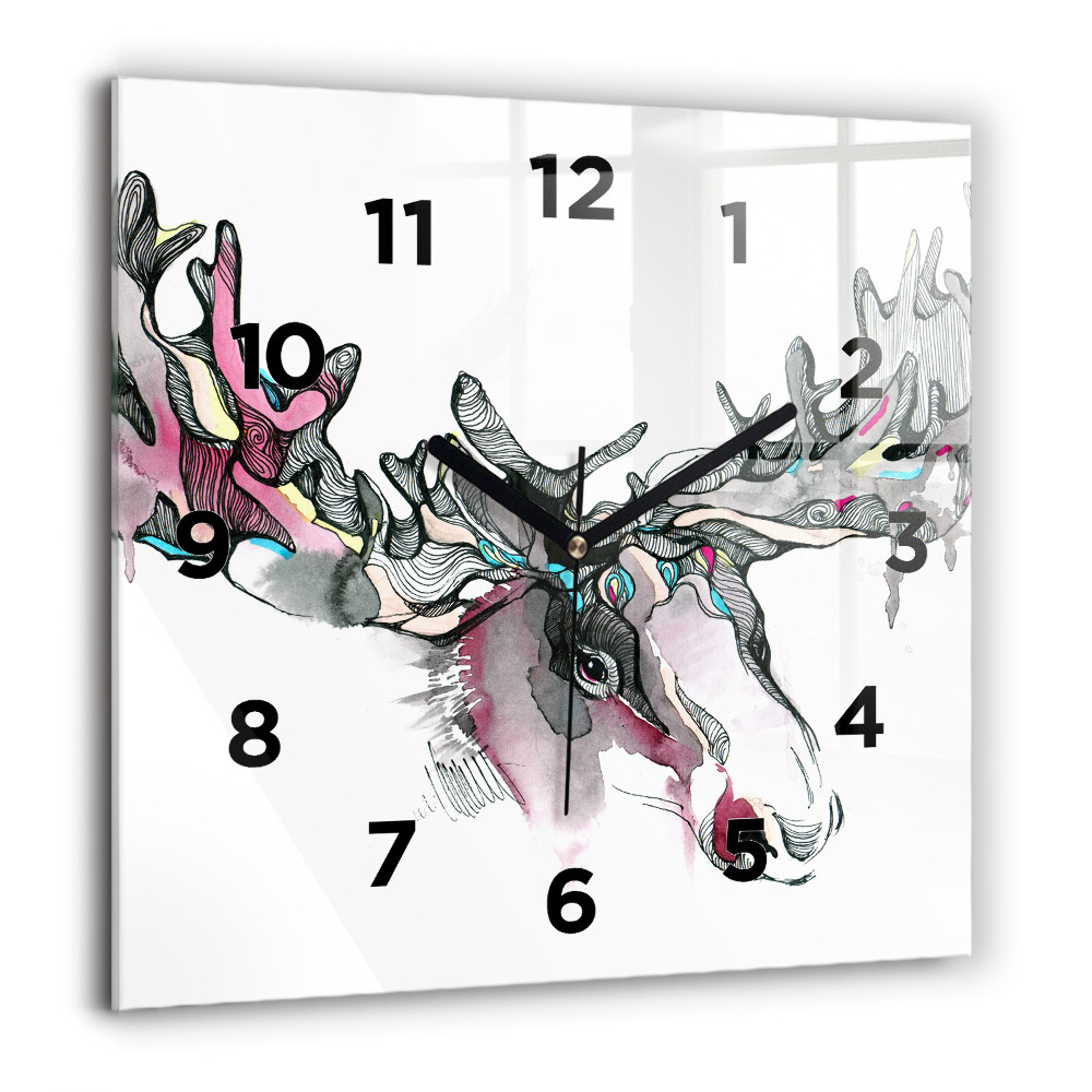 Horloge murale carrée 60x60 cm Abstraction d'un élan