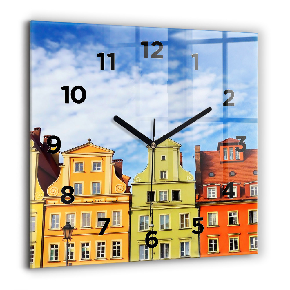 Horloge carrée en verre 60x60 cm Wroclaw - Vieille ville