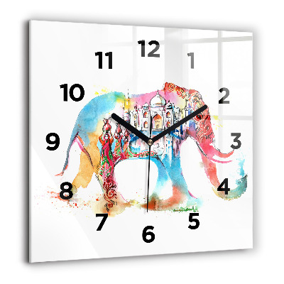 Pendule carrée en verre 60x60 cm Culture de l'Inde