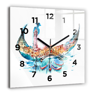 Horloge carrée en verre 60x60 cm Italie - La gondole vénitienne