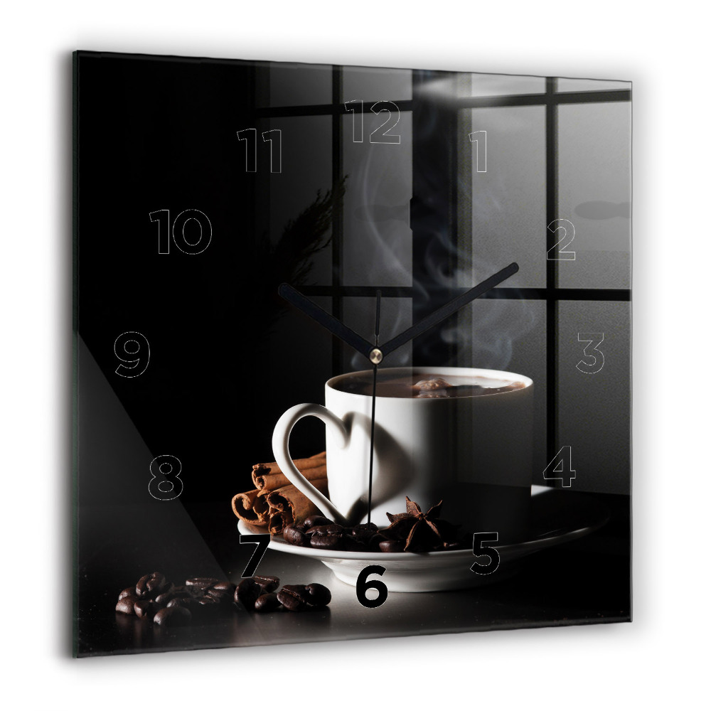 Horloge murale carrée 60x60 cm Tasse de café