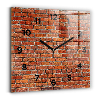 Pendule carrée en verre 60x60 cm Vieux mur de briques