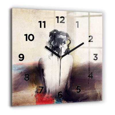 Horloge murale carrée 60x60 cm Portrait abstrait d'une femme