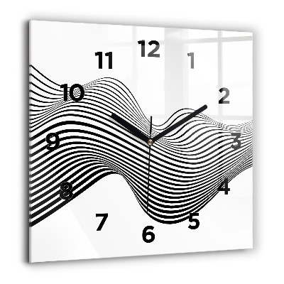 Horloge carrée en verre 60x60 cm Art en noir et blanc