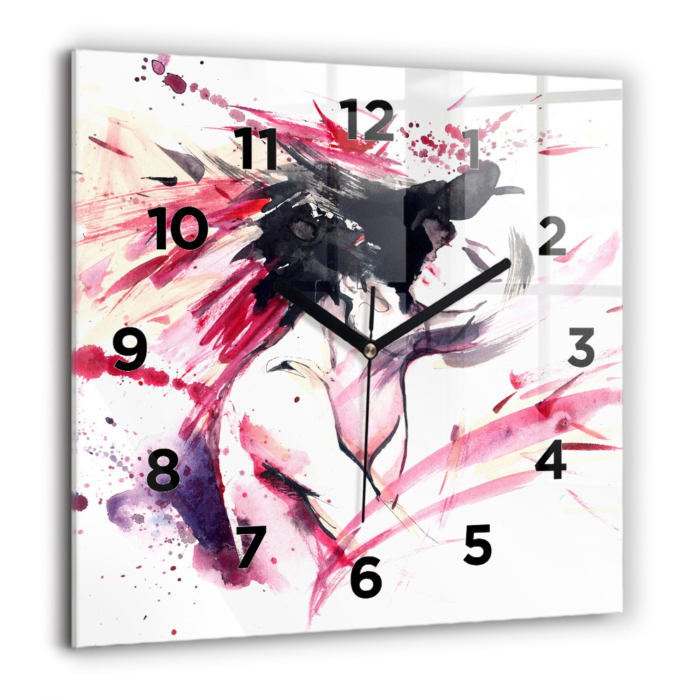 Pendule carrée en verre 60x60 cm Amoureux abstrait