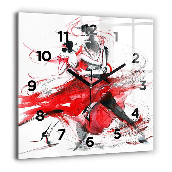 Horloge murale carrée 60x60 cm Couple dansant