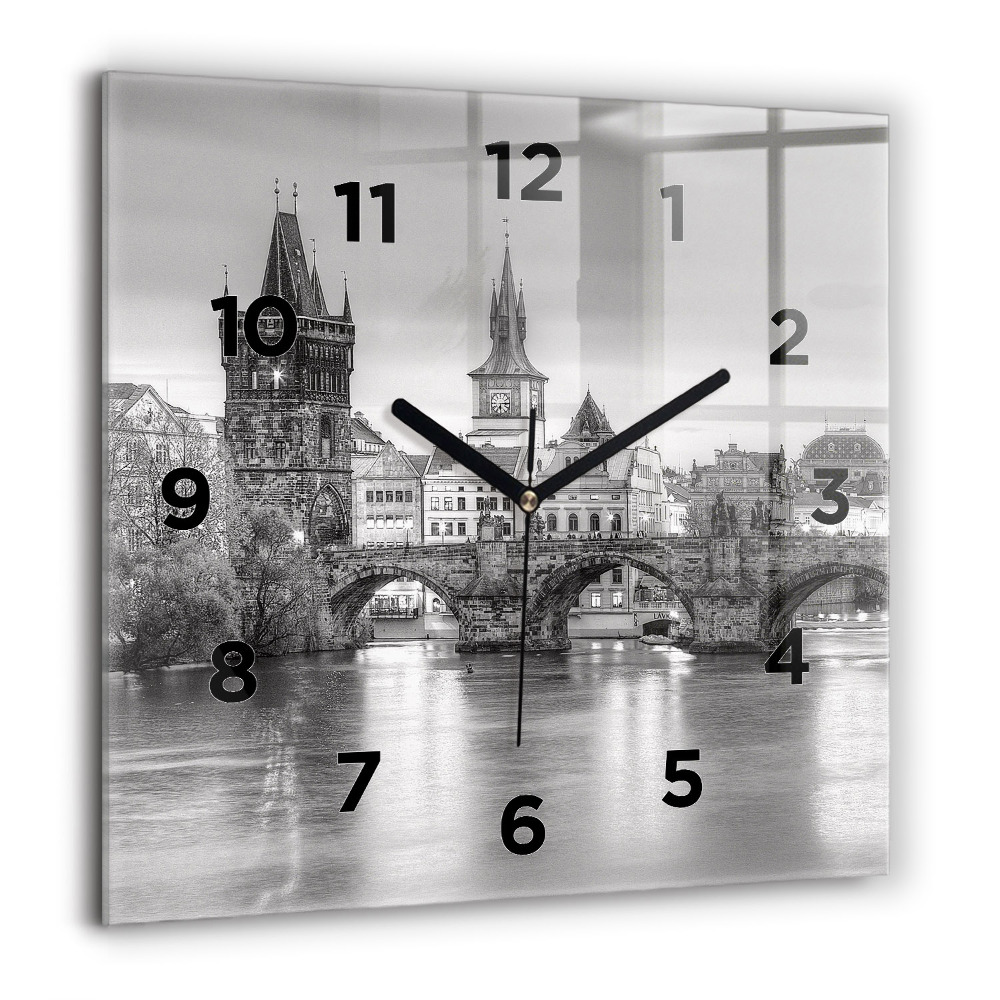 Horloge murale carrée 60x60 cm Pont Charles à Prague