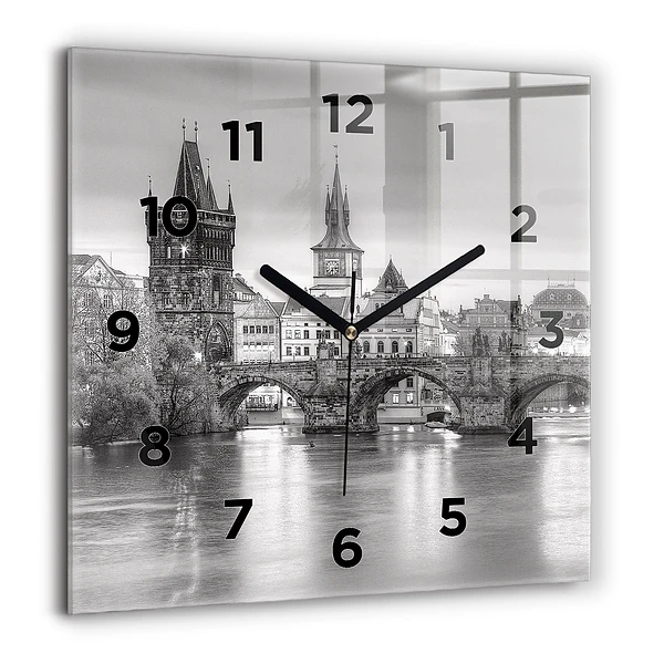 Horloge murale carrée 60x60 cm Pont Charles à Prague