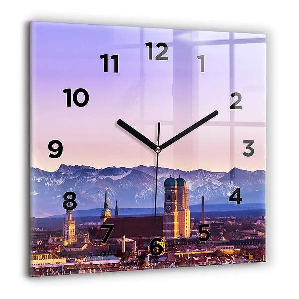 Pendule carrée en verre 60x60 cm Alpes allemandes Munich