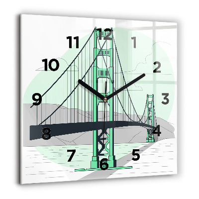 Pendule carrée en verre 60x60 cm Pont vert