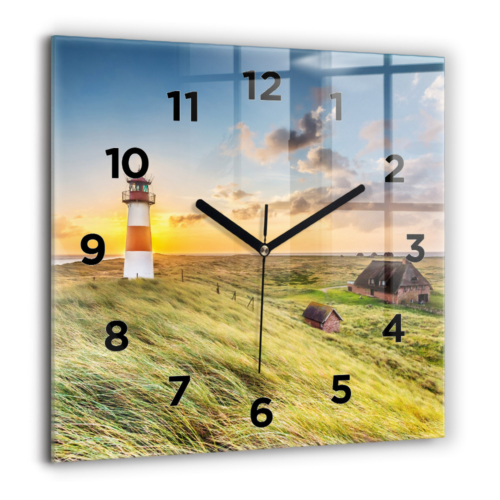 Horloge carrée en verre 60x60 cm Phare
