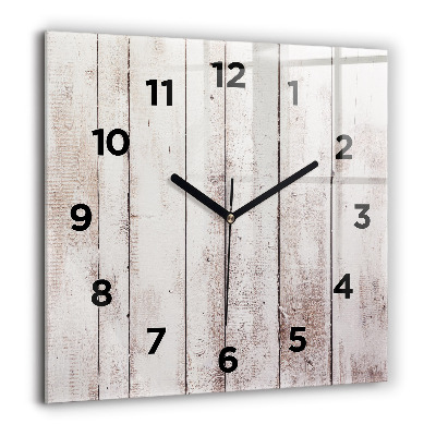 Horloge carrée en verre 60x60 cm Planches de bois clair