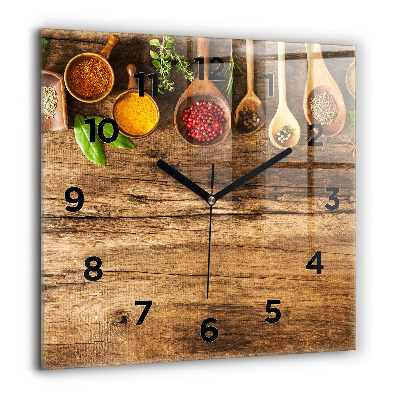 Horloge carrée en verre 60x60 cm Cuillères d'épices