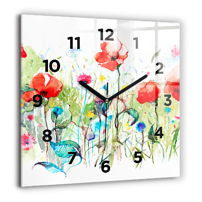 Horloge murale carrée 60x60 cm Fleurs dans une prairie
