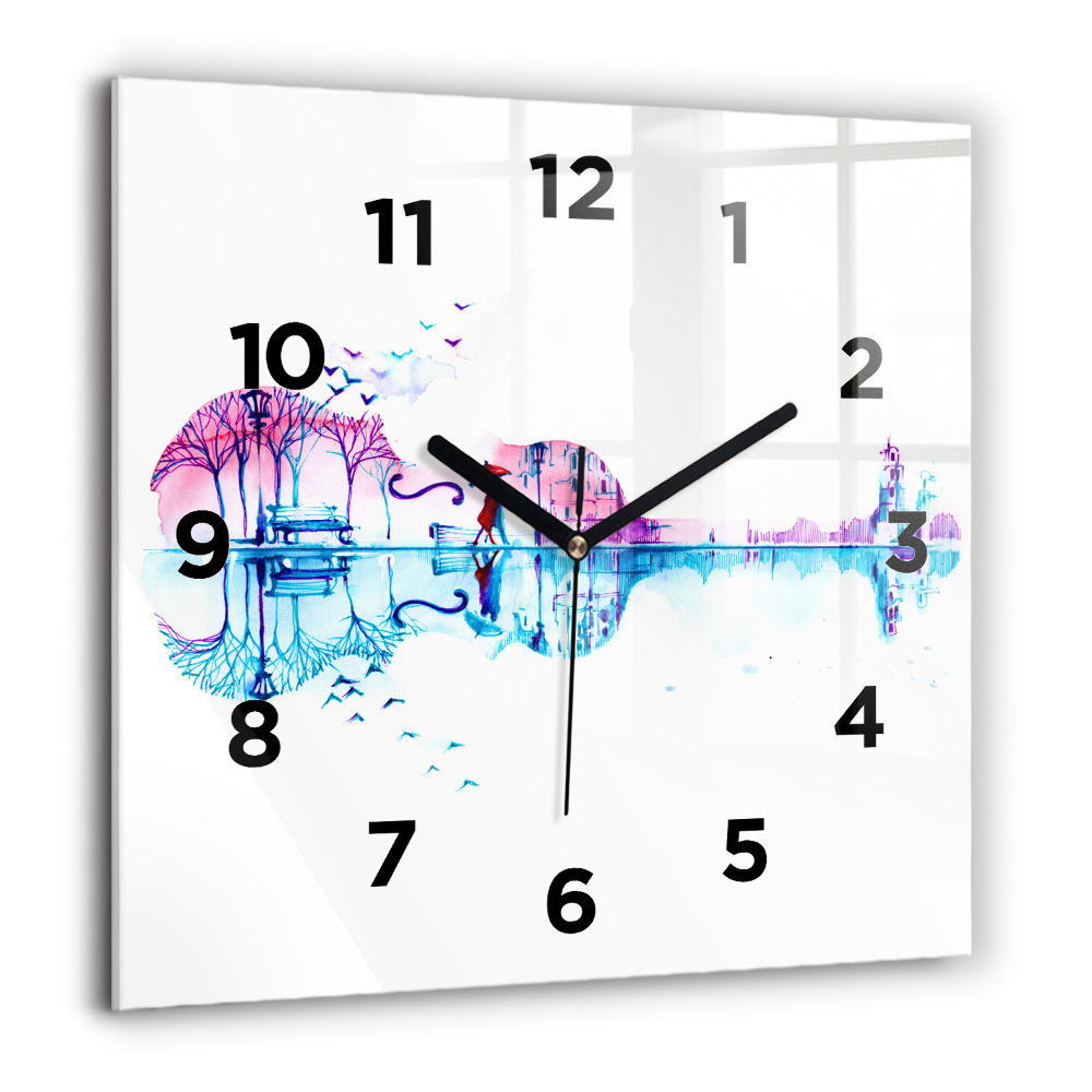 Horloge carrée en verre 60x60 cm Cello park lake