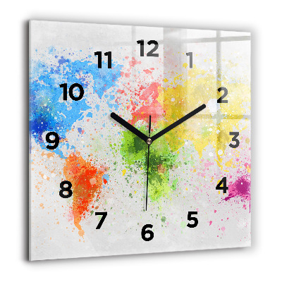 Horloge carrée en verre 60x60 cm Carte du monde sur papier