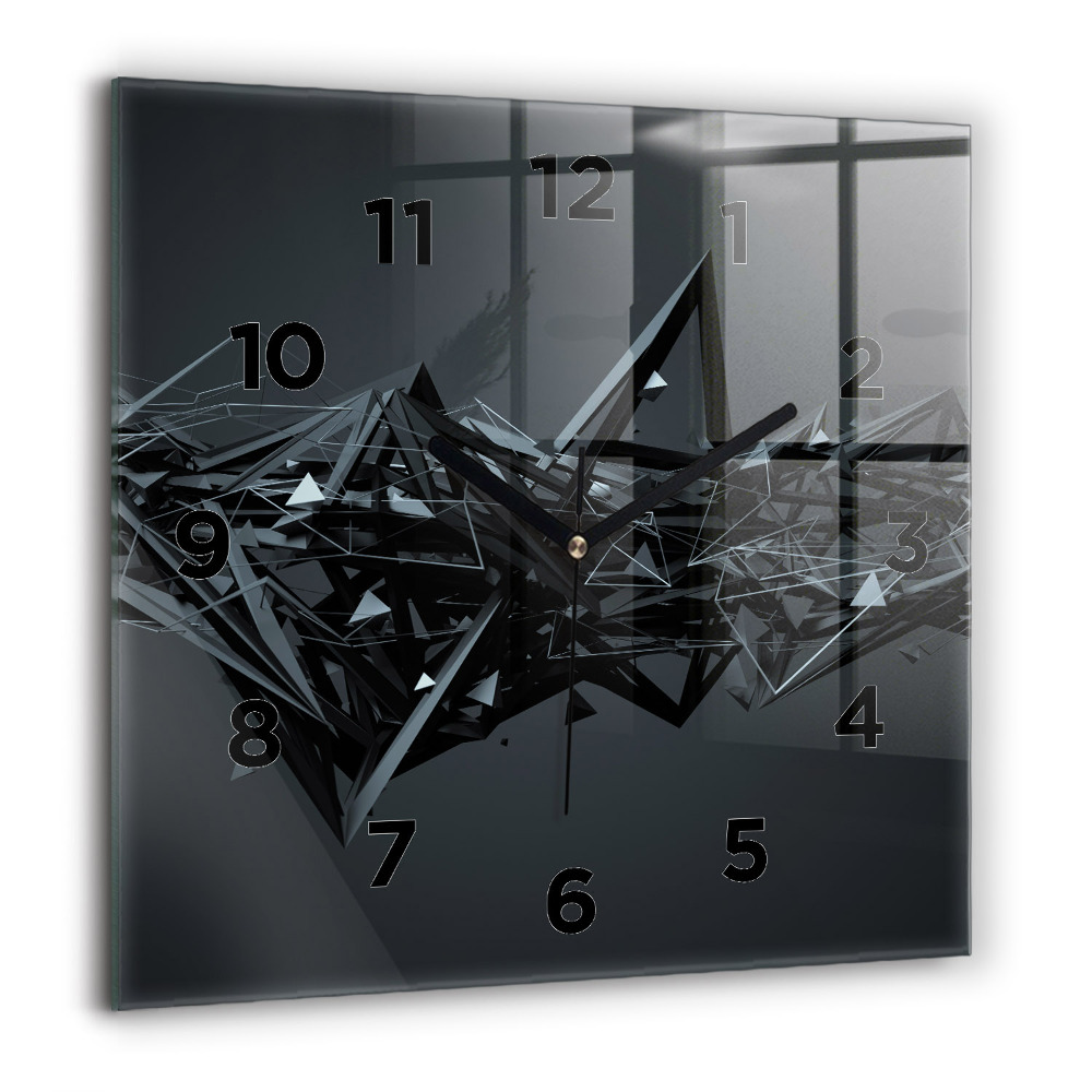 Horloge murale carrée 60x60 cm Abstraction noire