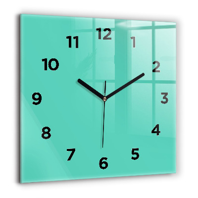 Horloge carrée en verre 60x60 cm Turquoise