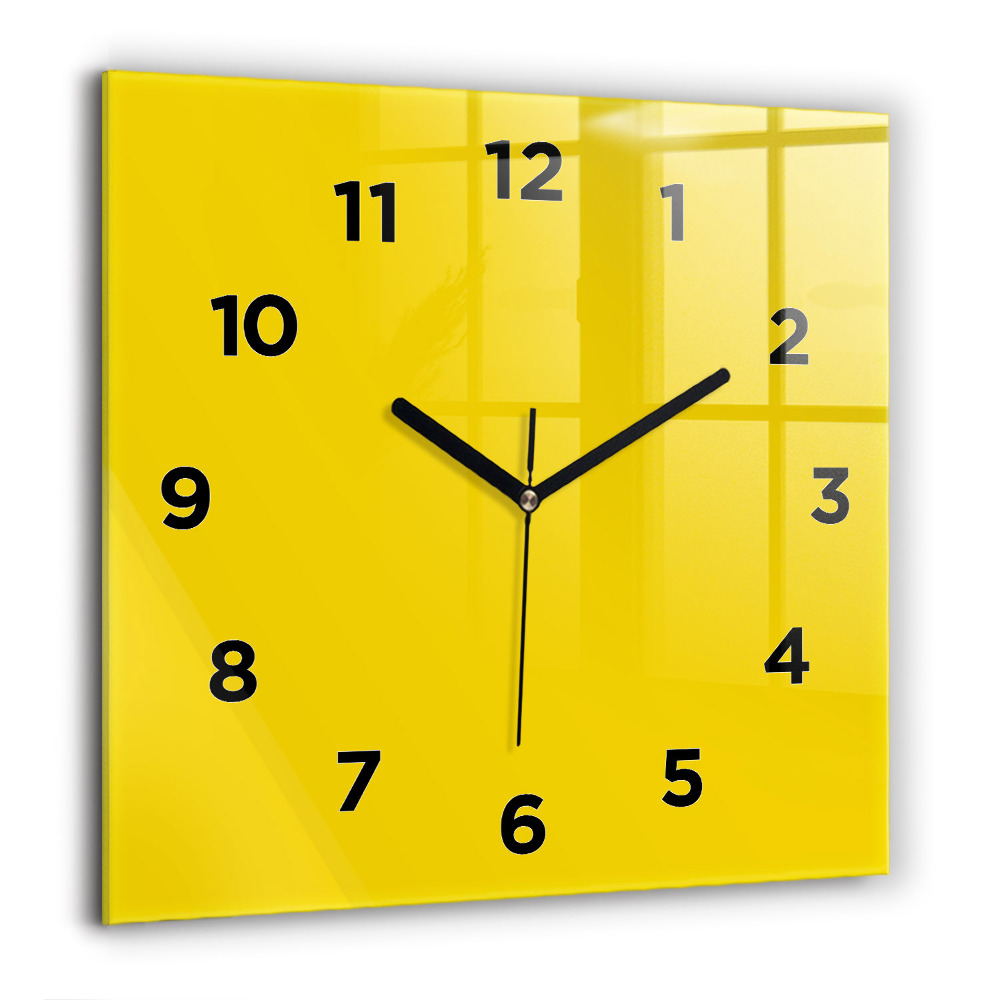Horloge carrée en verre 60x60 cm Jaune