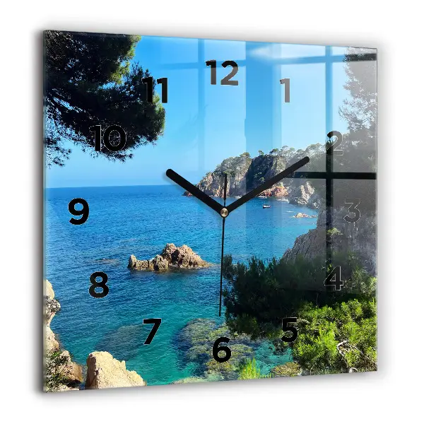 Horloge murale carrée 60x60 cm Côte de la Costa Brava