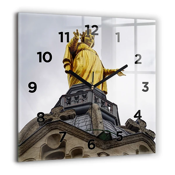 Pendule carrée en verre 60x60 cm Statue de Notre-Dame à Lyon