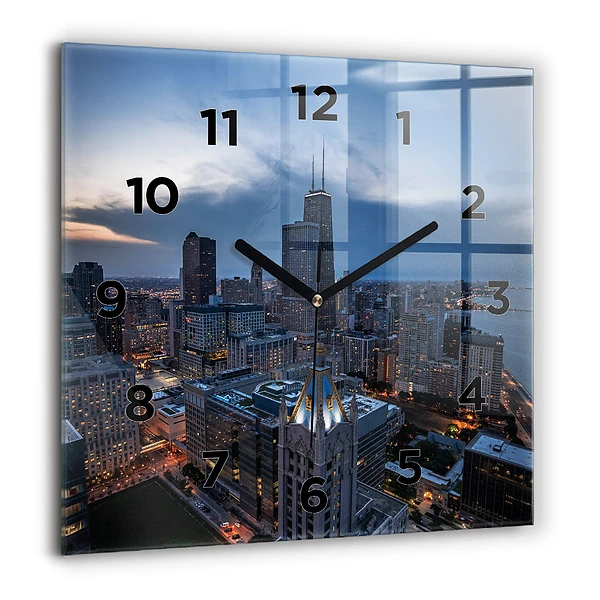 Pendule carrée en verre 60x60 cm Photo de Chicago