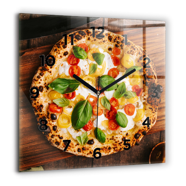 Pendule carrée en verre 60x60 cm Pizza italienne
