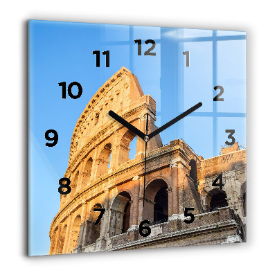 Horloge carrée en verre 60x60 cm Colisée de Rome