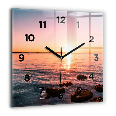 Horloge murale carrée 60x60 cm Rochers au coucher du soleil