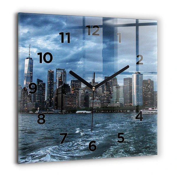 Pendule carrée en verre 60x60 cm Panorama New York