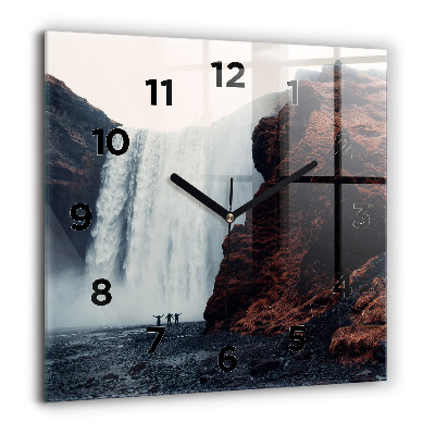 Horloge murale carrée 60x60 cm Chute d'eau paysage Islande