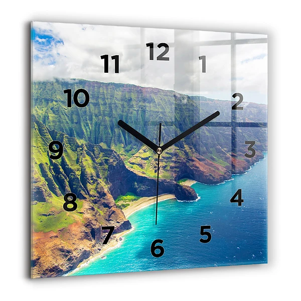 Horloge murale carrée 60x60 cm Mer à Hawaï