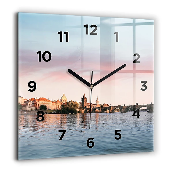 Pendule carrée en verre 60x60 cm Pont Charles à Prague